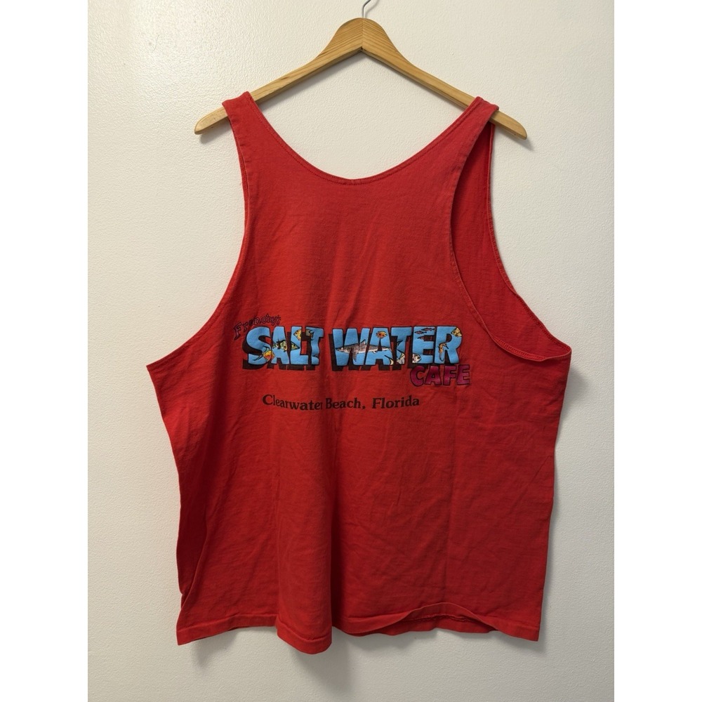 VTG 90s Frenchy's Salt Water Cafe FL  Single Stitch Tank Top Men's XL Made USA